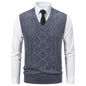 Men's V-Neck Slim-Fit Jacquard Pullover Vest