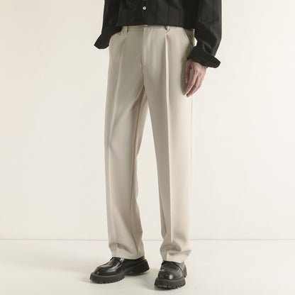 Loose-fit Casual Mens Straight-leg Suit Pants