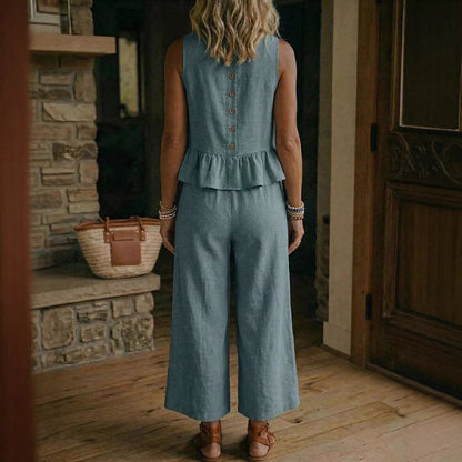 Ensemble "Urban Flow" -Top a Volants & Pantalon 3/4
