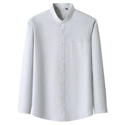 Men's Light-Duty Washed Business-Casual Solid-Color Shirt