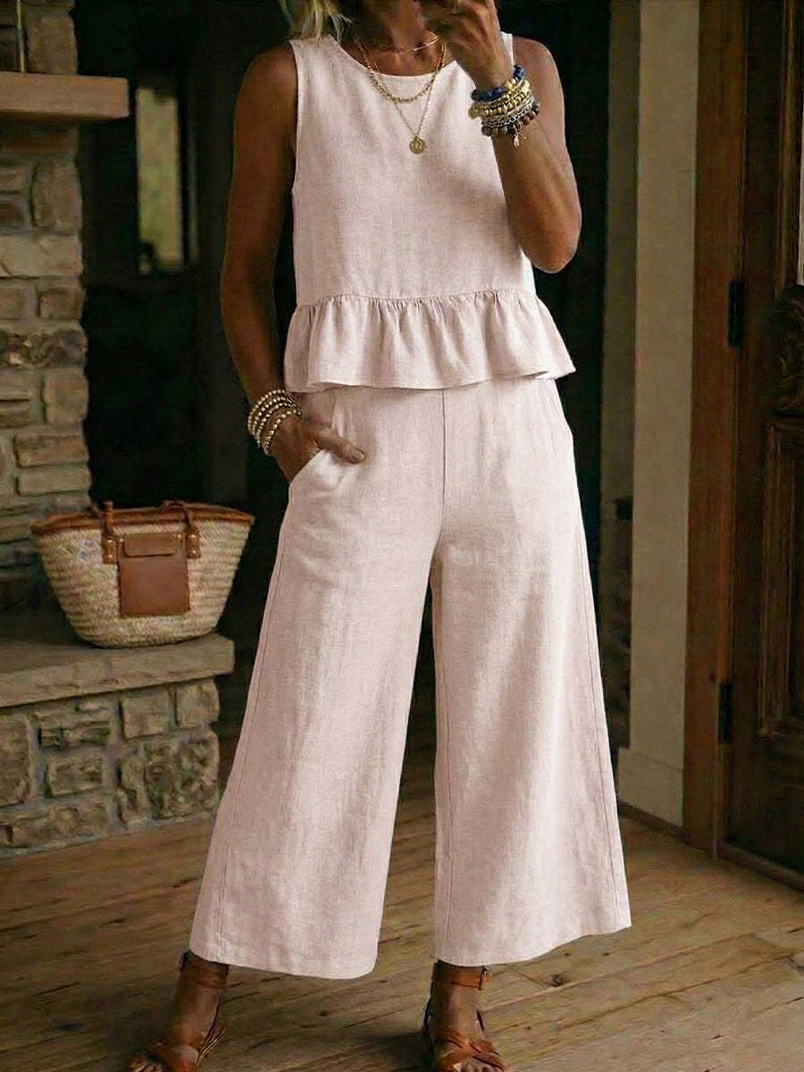 Ensemble "Urban Flow" -Top a Volants & Pantalon 3/4