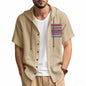 Linen Mens Short-sleeve Lightweight Loose-fitting Hooded T-shirt