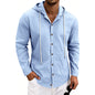 Loose-fit Men's Linen Casual Hooded Long-Sleeve Shirt