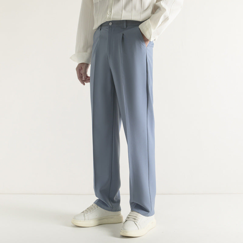 Loose-fit Casual Mens Straight-leg Suit Pants