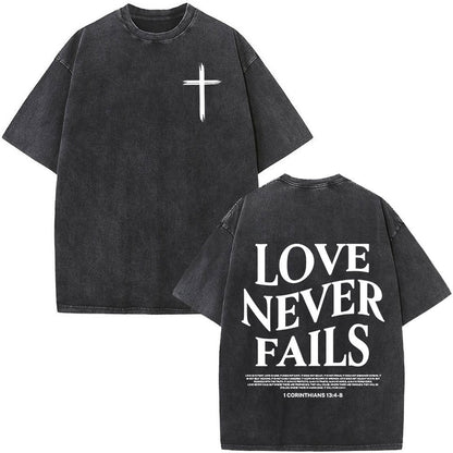 Fashionable Retro Cross Washed Short-Sleeve