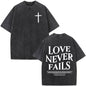 Fashionable Retro Cross Washed Short-Sleeve
