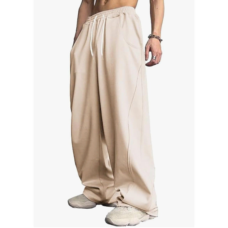 Loose High-street Designer-style Straight-leg Long Pants
