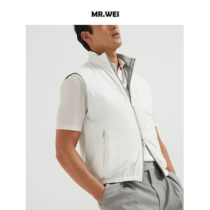 Two-sided Zip-up Vest For Layering