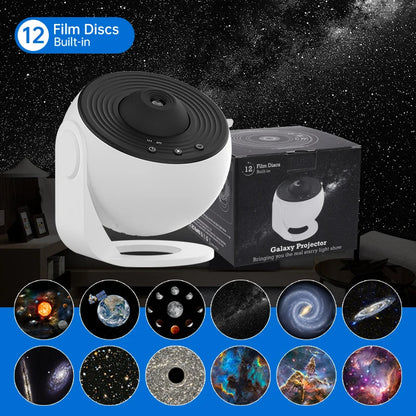 Projecteur de galaxie et veilleuse étoilée : lampe de planétarium avec rotation à 360°, idéale pour chambre d'enfant, cadeau de Saint-Valentin ou décoration de mariage.