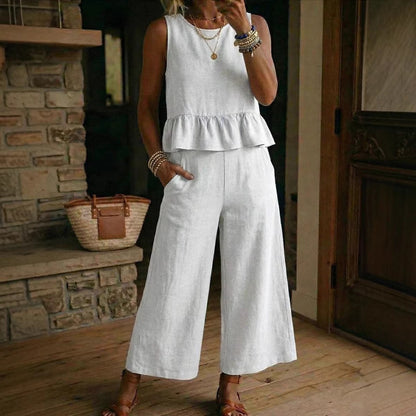 Ensemble "Urban Flow" -Top a Volants & Pantalon 3/4