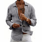 Loose-fit Cardigan With A Lapel Collar Versatile Linen Long-sleeve Shirt