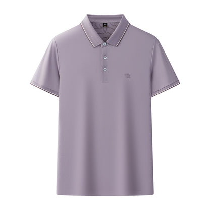 Men's Short-sleeve Lapel Solid-color Top