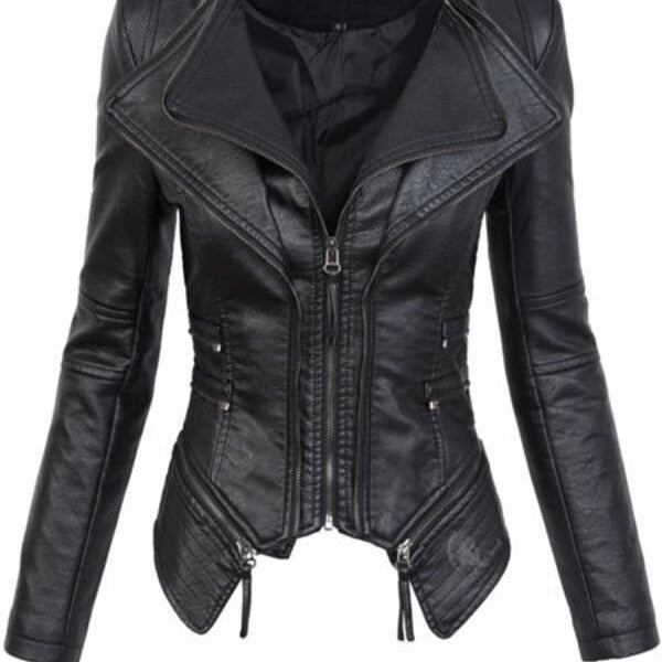 Veste "Onyx Rider" Simili Cuir & Design Patchwork
