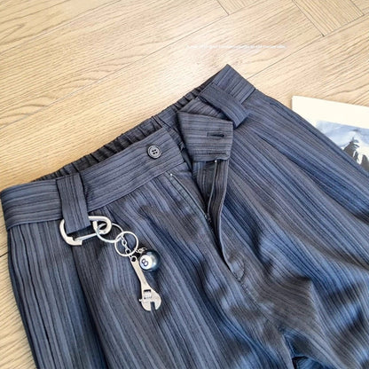 Striped Dress Pants Mens Straight-leg Loose Wide-leg Pants