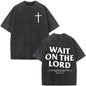 Fashionable Retro Cross Washed Short-Sleeve