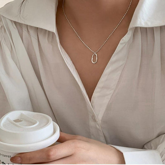 New Oval Figaro Chain S999 Sterling Silver Necklace For Women, Light Luxury High-End INS Trending Jewelry