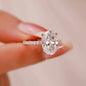 Luxury Oval Cut Solitaire Engagement Ring, Sparkling Cubic Zirconia Wedding Band For Bridal