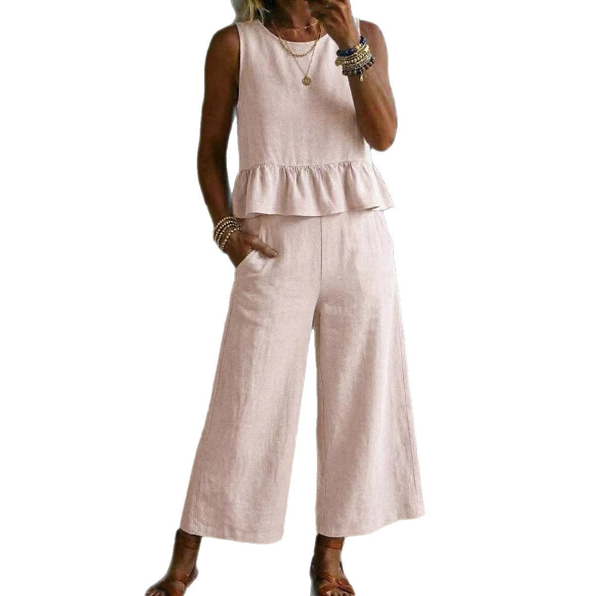 Ensemble "Urban Flow" -Top a Volants & Pantalon 3/4