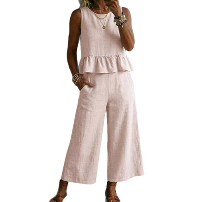 Ensemble "Urban Flow" -Top a Volants & Pantalon 3/4